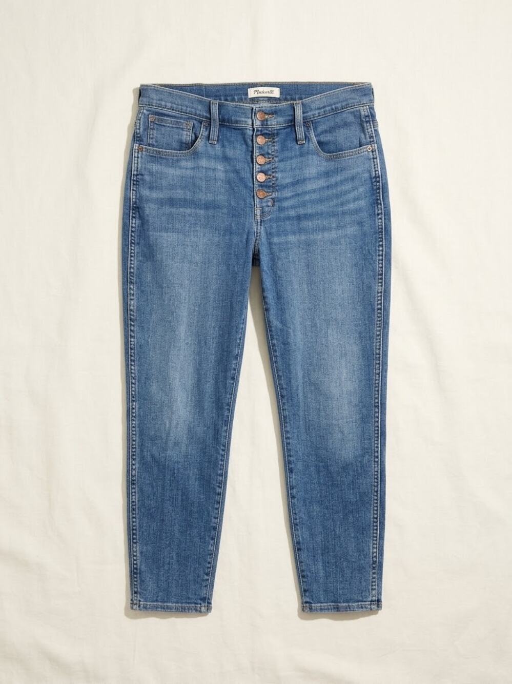 Madewell 10" Roadtripper Jeans Size 32P High Rise Button Fly Skinny Blue Denim